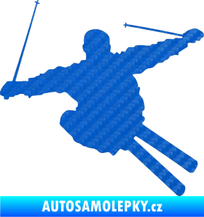 Samolepka Lyžař 001 pravá 3D karbon modrý