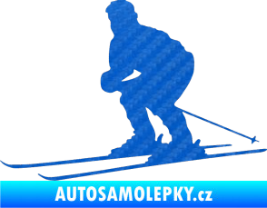 Samolepka Lyžař 009 levá 3D karbon modrý