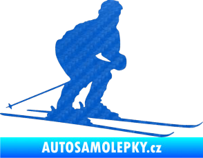 Samolepka Lyžař 009 pravá 3D karbon modrý