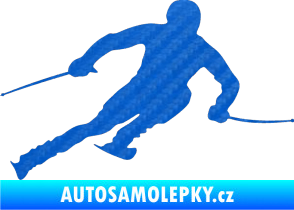 Samolepka Lyžař 012 pravá 3D karbon modrý