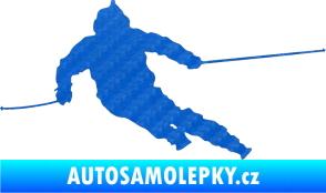 Samolepka Lyžař 015 levá 3D karbon modrý