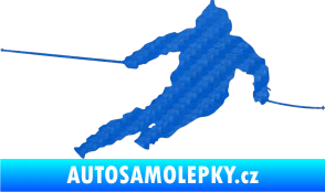 Samolepka Lyžař 015 pravá 3D karbon modrý