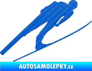 Samolepka Lyžař 016 pravá 3D karbon modrý