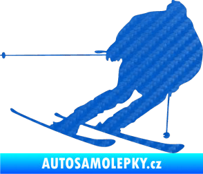 Samolepka Lyžař 019 pravá 3D karbon modrý