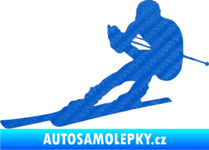 Samolepka Lyžař 022 levá 3D karbon modrý