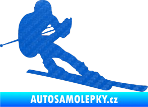 Samolepka Lyžař 022 pravá 3D karbon modrý
