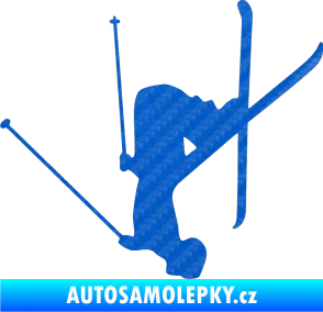 Samolepka Lyžař 023 levá 3D karbon modrý