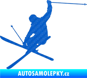 Samolepka Lyžař 024 levá 3D karbon modrý