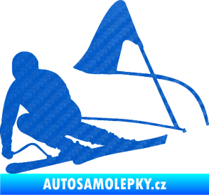 Samolepka Lyžař 025 levá 3D karbon modrý