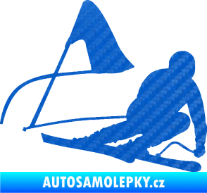 Samolepka Lyžař 025 pravá 3D karbon modrý