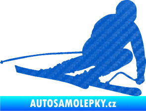 Samolepka Lyžař 026 pravá 3D karbon modrý