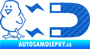 Samolepka Magnet na ptáky levá 3D karbon modrý