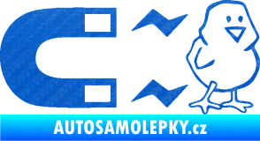 Samolepka Magnet na ptáky pravá 3D karbon modrý