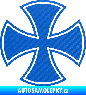 Samolepka Maltézský kříž 003 3D karbon modrý
