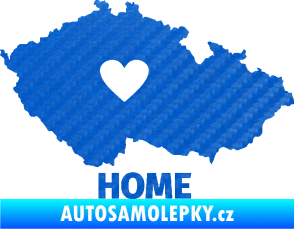 Samolepka Mapa České republiky 004 home 3D karbon modrý