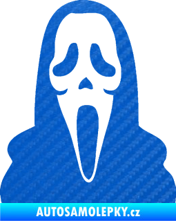 Samolepka Maska 001 scream 3D karbon modrý