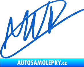 Samolepka Max Verstapen podpis 3D karbon modrý