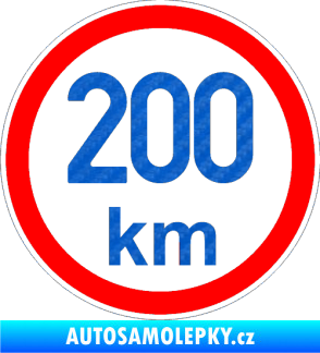 Samolepka Maximální rychlost 200km - nejvyšší konstrukční rychlost 3D karbon modrý