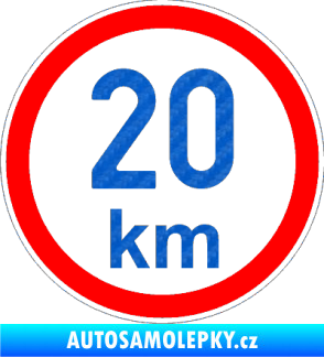 Samolepka Maximální rychlost 20km - nejvyšší konstrukční rychlost 3D karbon modrý