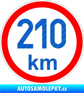 Samolepka Maximální rychlost 210km - nejvyšší konstrukční rychlost 3D karbon modrý