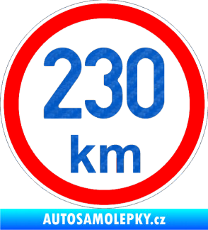 Samolepka Maximální rychlost 230km - nejvyšší konstrukční rychlost 3D karbon modrý