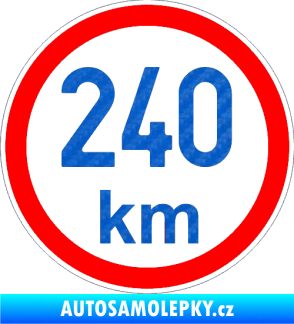 Samolepka Maximální rychlost 240km - nejvyšší konstrukční rychlost 3D karbon modrý