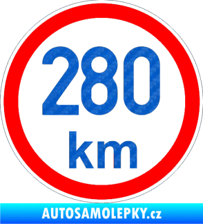 Samolepka Maximální rychlost 280km - nejvyšší konstrukční rychlost 3D karbon modrý