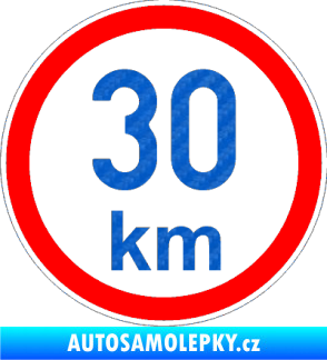 Samolepka Maximální rychlost 30km - nejvyšší konstrukční rychlost 3D karbon modrý