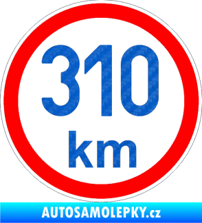 Samolepka Maximální rychlost 310km - nejvyšší konstrukční rychlost 3D karbon modrý