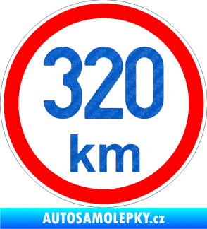 Samolepka Maximální rychlost 320km - nejvyšší konstrukční rychlost 3D karbon modrý