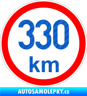 Samolepka Maximální rychlost 330km - nejvyšší konstrukční rychlost 3D karbon modrý