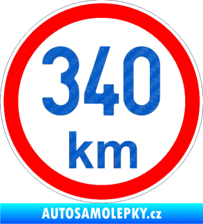 Samolepka Maximální rychlost 340km - nejvyšší konstrukční rychlost 3D karbon modrý