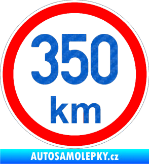 Samolepka Maximální rychlost 350km - nejvyšší konstrukční rychlost 3D karbon modrý