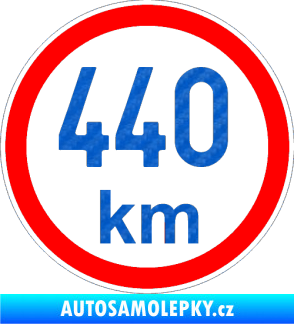 Samolepka Maximální rychlost 440km - nejvyšší konstrukční rychlost 3D karbon modrý