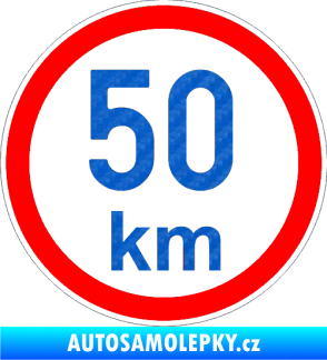Samolepka Maximální rychlost 50km - nejvyšší konstrukční rychlost 3D karbon modrý