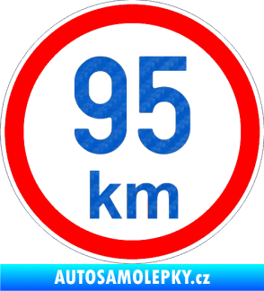 Samolepka Maximální rychlost 95km - nejvyšší konstrukční rychlost 3D karbon modrý