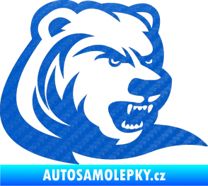 Samolepka Medvěd 001 pravá 3D karbon modrý