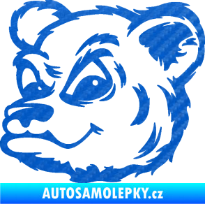Samolepka Medvěd 011 levá hlava 3D karbon modrý