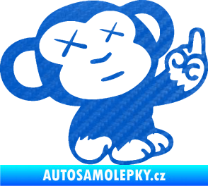 Samolepka Monkey Fuck Off JDM pravá 3D karbon modrý