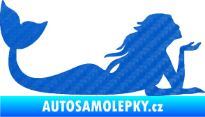 Samolepka Mořská panna 004 pravá 3D karbon modrý