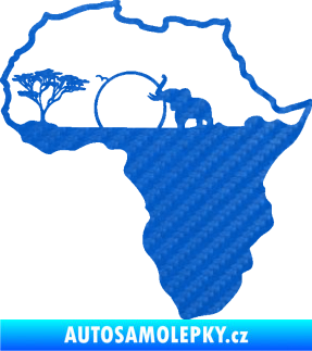 Samolepka Motiv Afrika 002 slon 3D karbon modrý