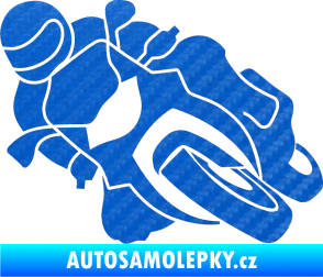 Samolepka Motorka 001 levá silniční motorky 3D karbon modrý