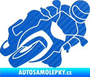 Samolepka Motorka 001 pravá silniční motorky 3D karbon modrý