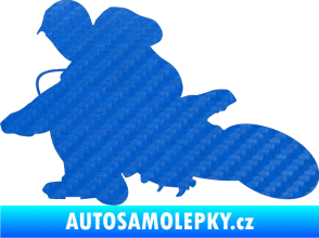 Samolepka Motorka 005 levá motokros 3D karbon modrý