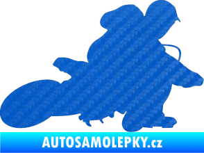 Samolepka Motorka 005 pravá motokros 3D karbon modrý