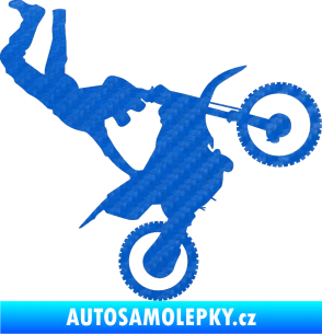 Samolepka Motorka 008 pravá motokros freestyle 3D karbon modrý