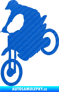 Samolepka Motorka 016 levá motokros 3D karbon modrý