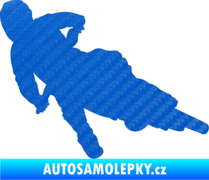 Samolepka Motorka 023 pravá motokros 3D karbon modrý