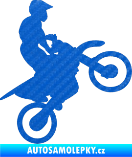Samolepka Motorka 024 pravá motokros 3D karbon modrý