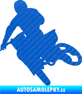 Samolepka Motorka 025 levá motokros 3D karbon modrý